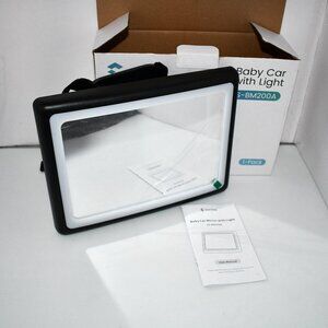 EASYERA Baby Car Mirror with Light 1-Pack, 7 RGB Colors, 360° Adjustable, Rear F